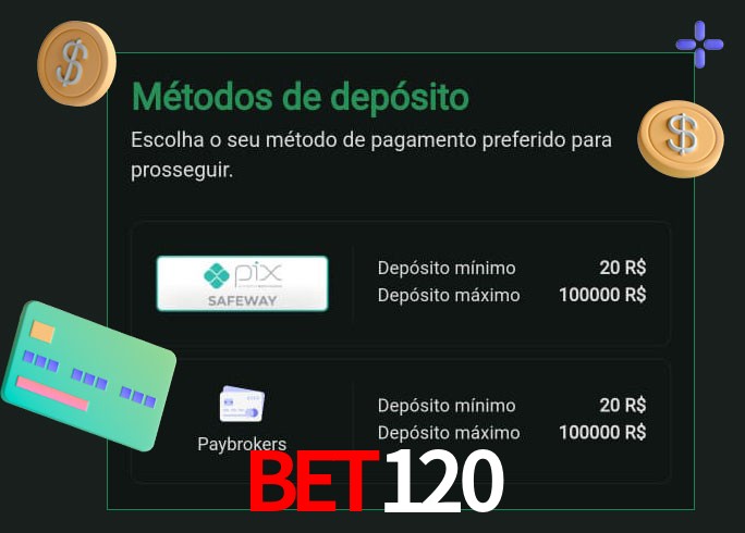 O cassino bet120 oferece uma grande variedade de métodos de pagamento